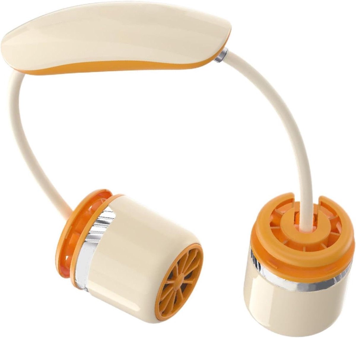 Nek Ventilator - Draagbare Ventilator - Persoonlijk Koelen - Dubbele Kop - 19.5 cm - Oranje