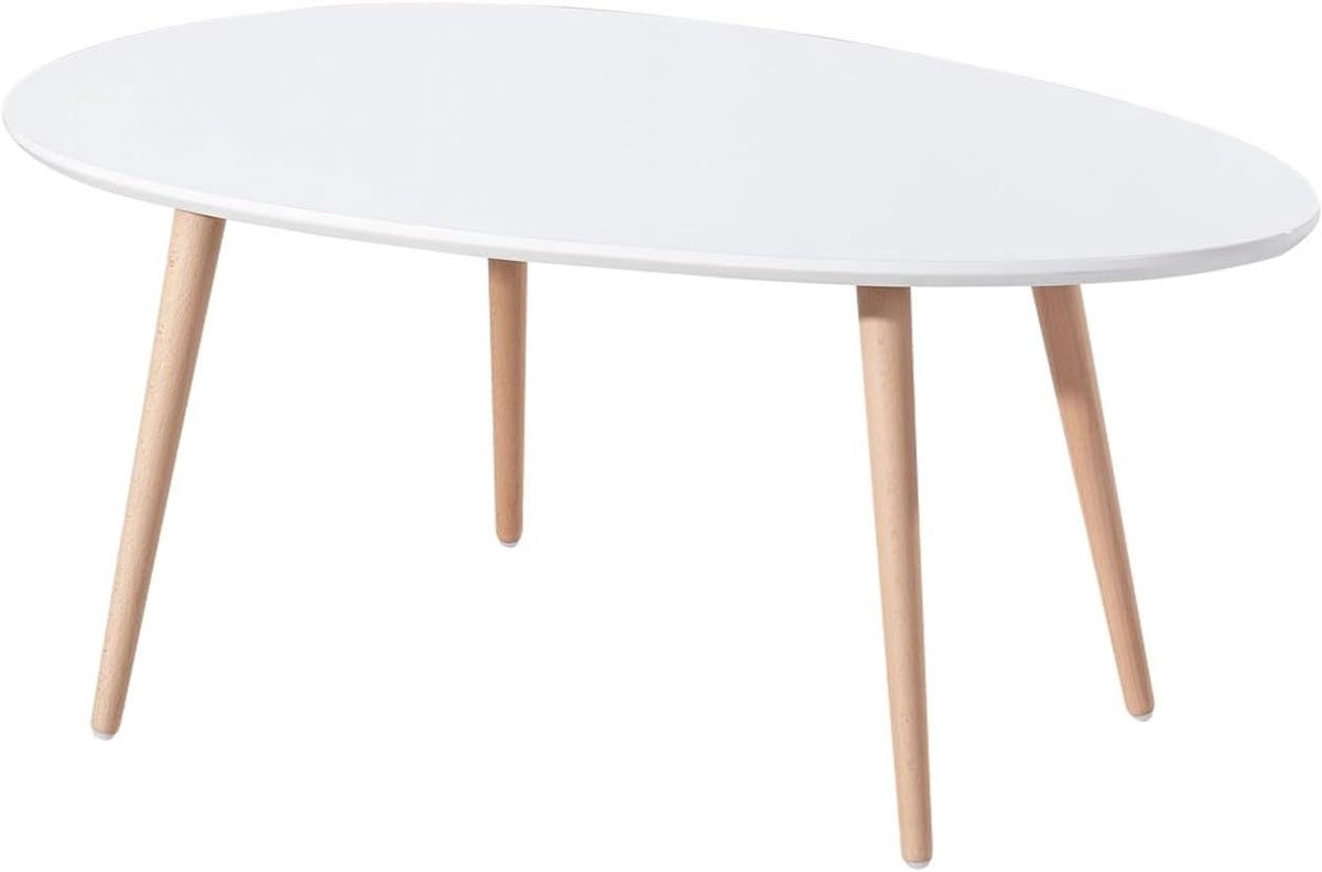 Salontafel - Koffietafel - Woonkamer Aankleden - Ovale Vorm - 98 x 61 cm - Wit