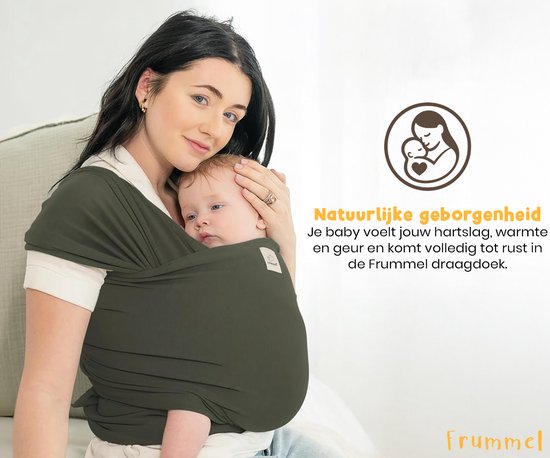 Frummel Baby Draagdoek Groen - Draagzak - Baby Wrap - Baby carrier - Draagdoek baby - Baby 0-36 maanden - Newborn van Frummel — afbeelding 2