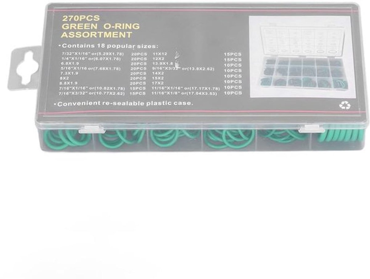 270Pcs 18 Maten Auto Airconditioning AC Rubber O-Ringen Kit Pakking Assortiment Set