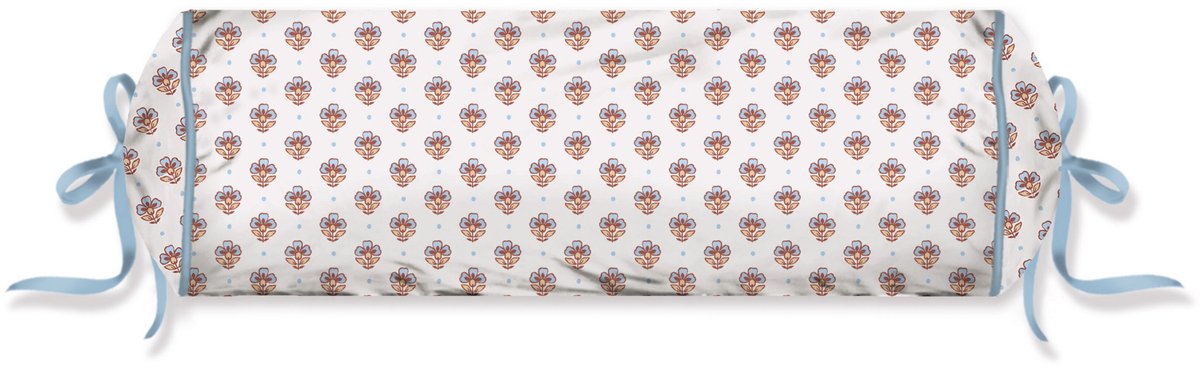 Pip Studio Jaipur Flower Roll Cushion Sierkussen - 22 x 70 cm cm - Licht blauw
