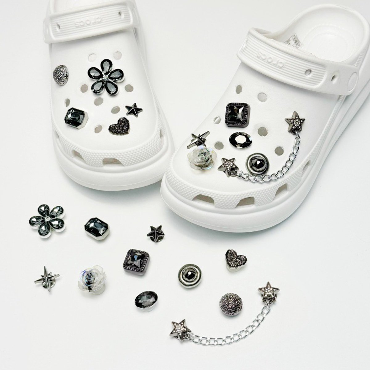 Schoenaccessoires-geschikt voor crocs charms- geschikt voor crocs pins- geschikt voor crocs Accessoires- geschikt voor Crocs Jibbitz-CJ-416 Zilver-Diamantsterrenket 2