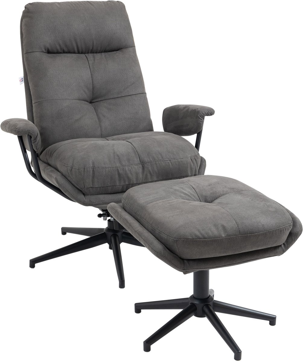 YYchan fauteuil met voetenbank - grijs - 78 x 91 x 103,5 cm