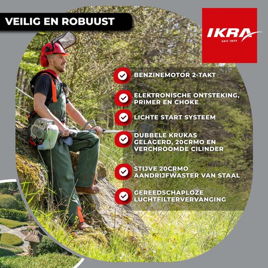 IKRA multitool IBKH 52-1 4-in-1: bosmaaier, grastrimmer, heggenschaar en hoogsnoeier — afbeelding 2