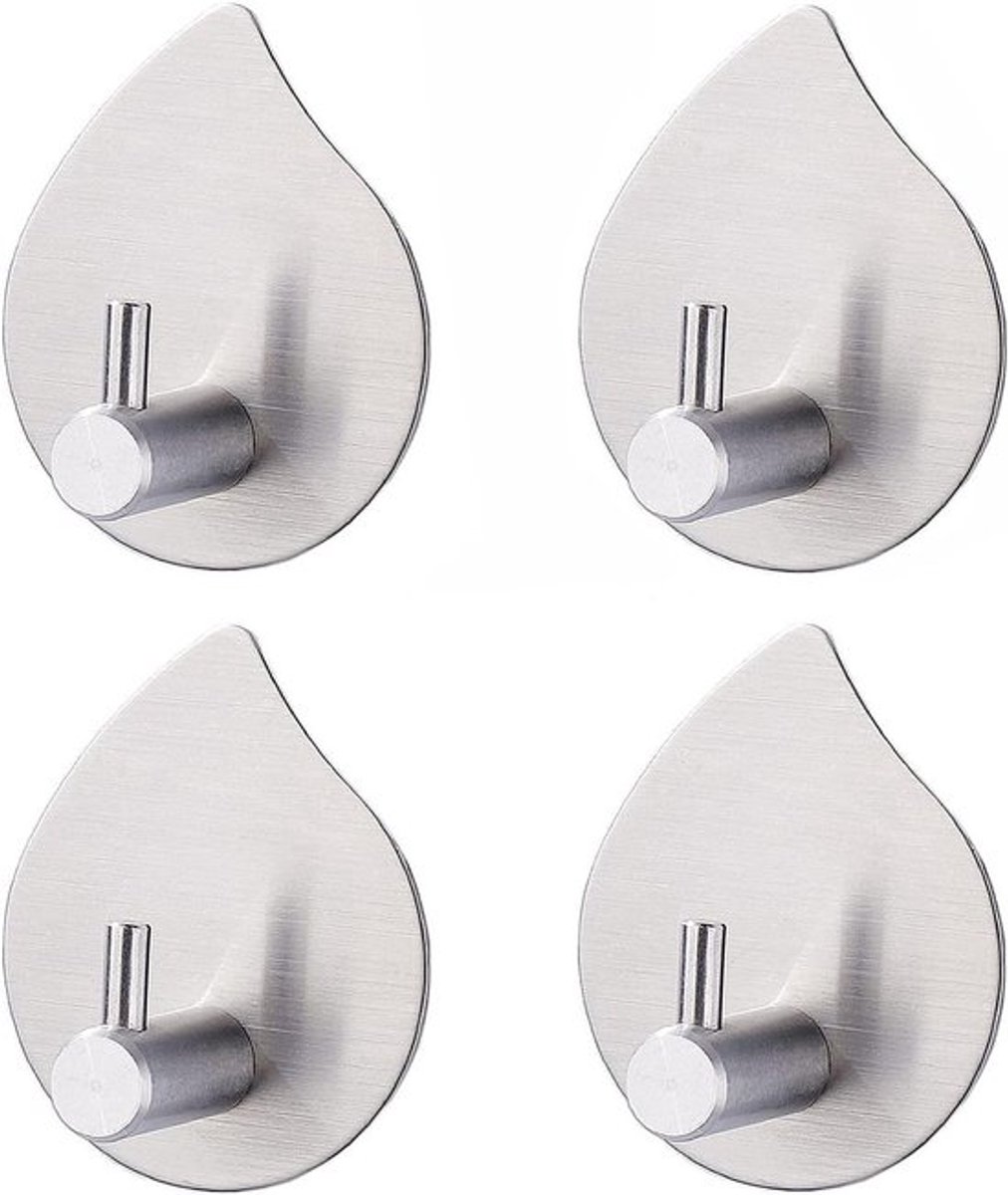 Zelfklevende haken - Heavy Duty - Roestvrij staal - Muur haken - Jassen - Hoed - Handdoek 