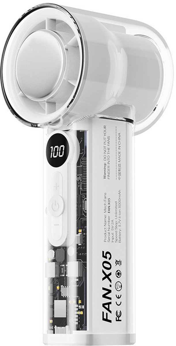 LISM-Draagbare handventilator met turbine en koelplaat, krachtige mini-reisventilator, 14000 toeren per minuut, oplaadbaar via USB.