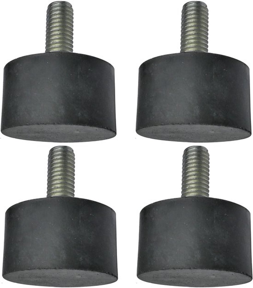 C48843 - Set van 4 Stuks - Ronde Antivibratie Rubber en Staal Pads - M8 Draad - Ã˜30mm H:17mm - Shore Hardheid 55 Â±5 - Belastbaarheid 1960N