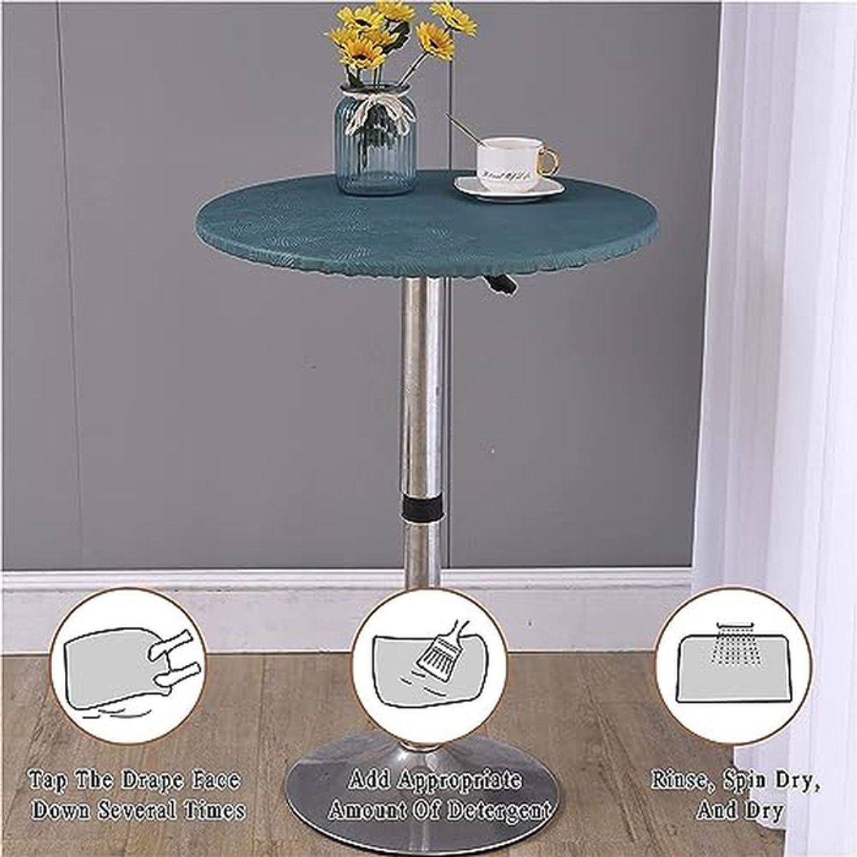 Rond Tafelkleed - Tafelbeschermer - Tafel Decoratie - Elastische Rand - 160cm Diameter - Donkergroen