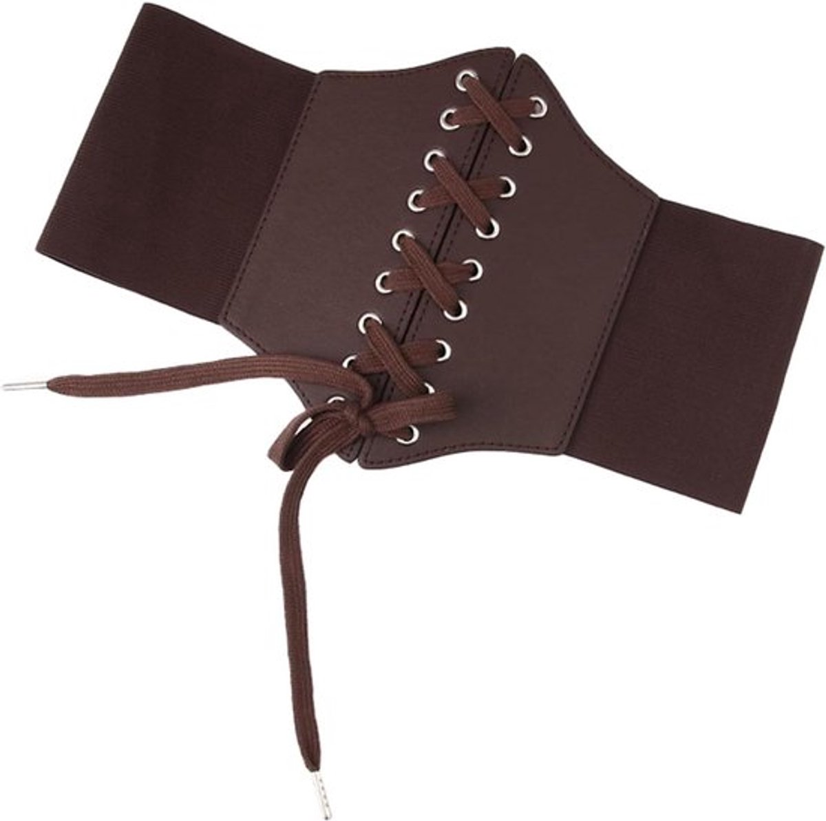 Lace-up Elastische Taille Riem - Retro Korset Riem Dames - Koffie Kleur