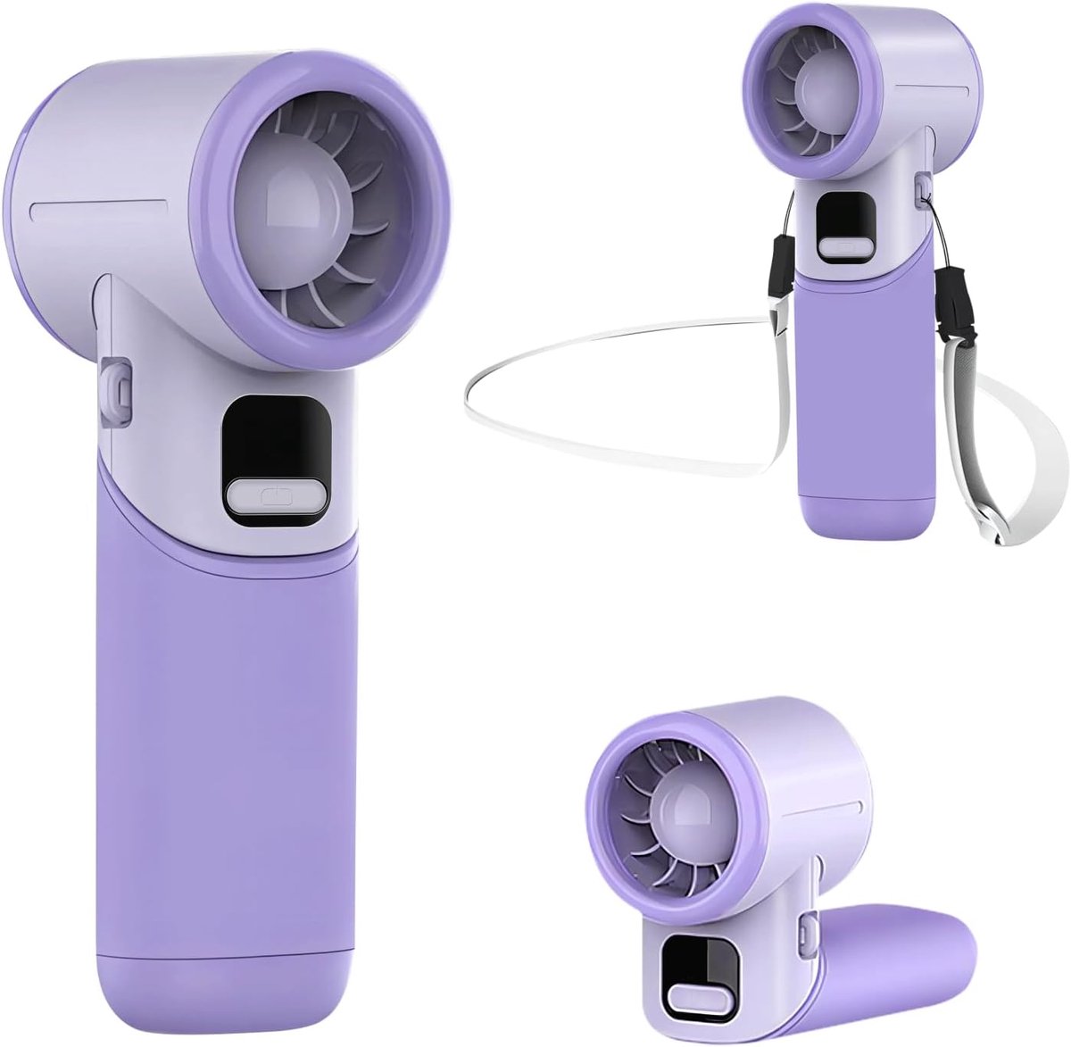 Handventilator 3-in-1 Opvouwbaar – 5 Snelheden – 3600 mAh Accu – Tot 11 Uur – LED Display – Paars
