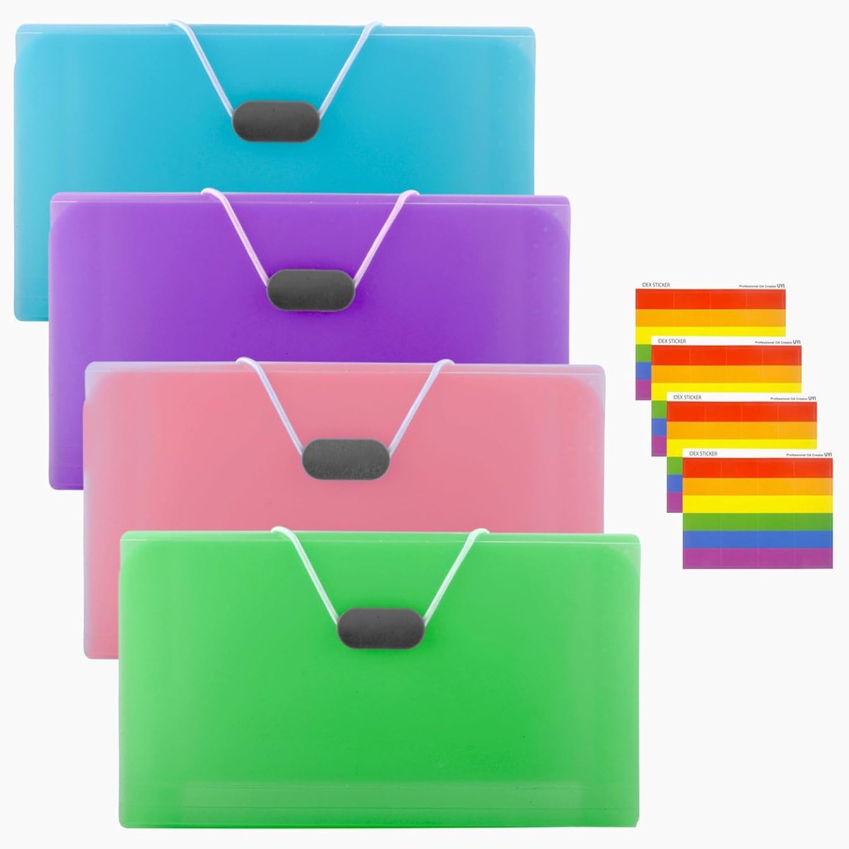 Opbergbox Stapelbaar - opbergdoos - Sorteerdoos - opbergdoos met deksel - Opbergdozen - Organizer - Hobbybox - A6 - met 13 afzonderlijke compartimenten en sluitklem, gekleurde brievenmap voor kwitanties, facturen en betaalkaarten 17.8 x 10.5 cm