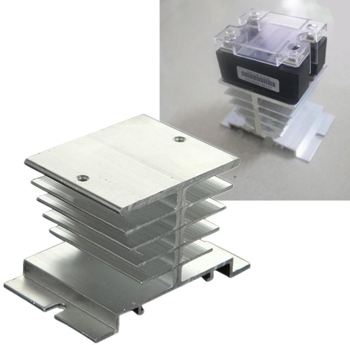 Koelprofiel - Warmteafvoer - Relais Koelen - Aluminium Constructie - 10-40 Ampere - Zilver