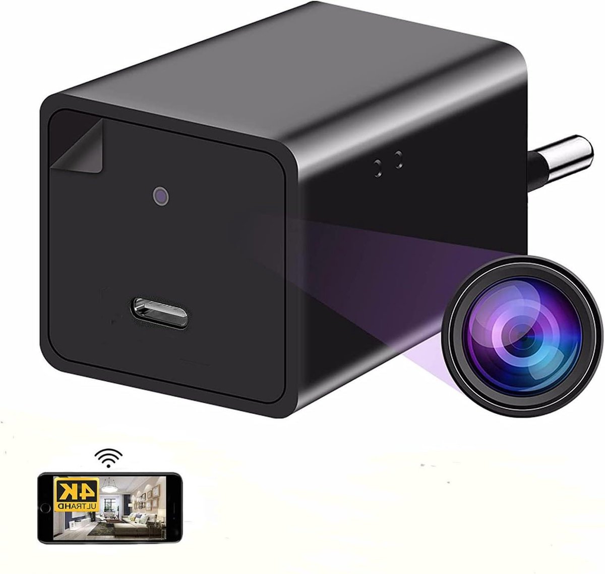 Verborgen Camera - Mini DV - Thuis Bewaken - Nachtzicht - 4K Resolutie - Zwart