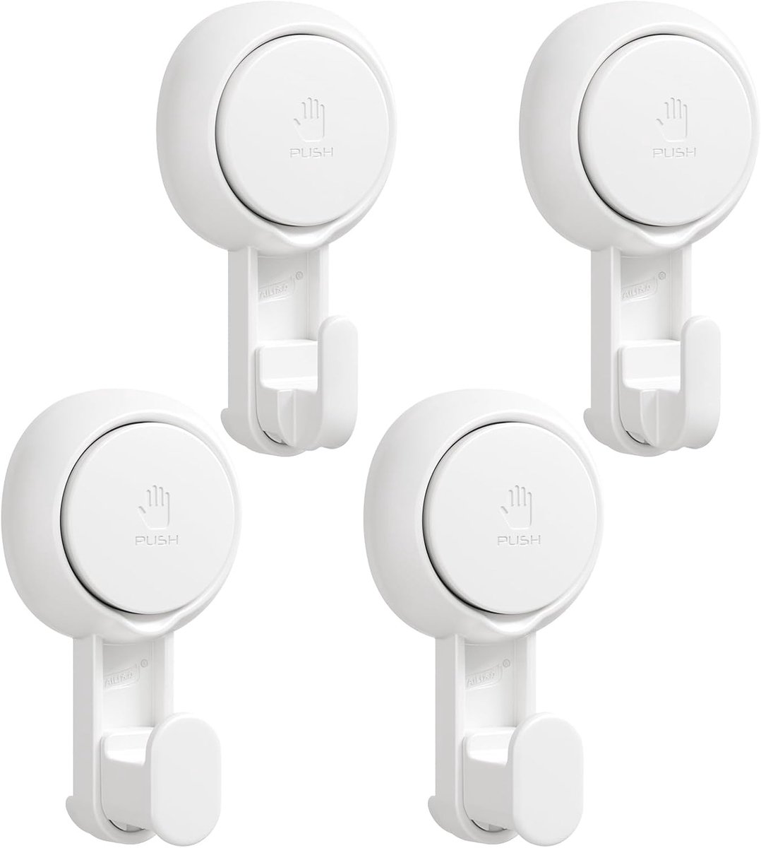 4 Stuks Witte Zuignap Handdoekhaken - Montage Zonder Boren - Herbruikbaar Waterdicht - Voor Douche Badkamer Keuken - Ophanghaak Voor Handdoeken Badjassen Badsponzen