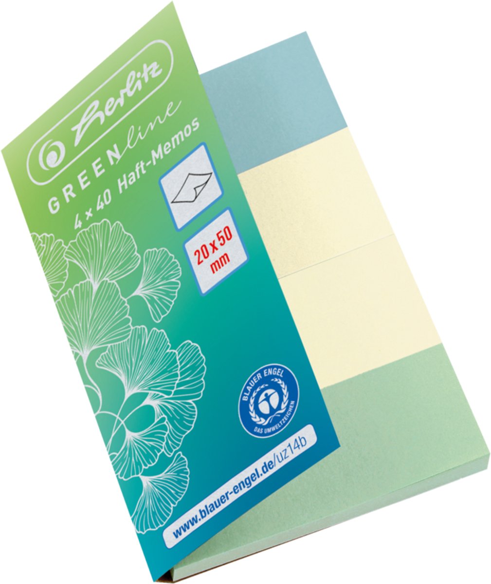 PostIt s 20x50mm 4x40Bl. GREENline farblich sortier