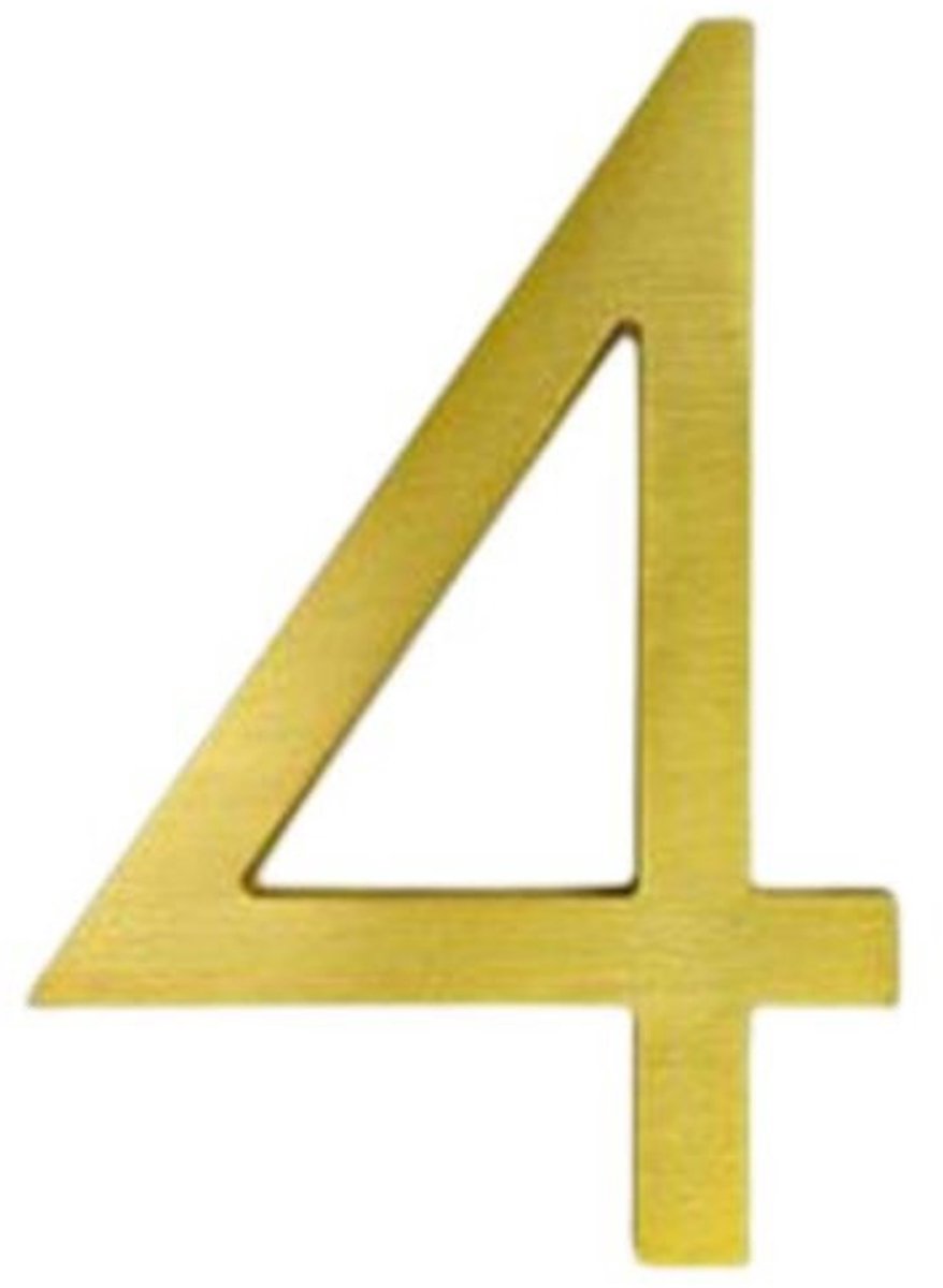 Goudkleurig metalen huisnummer - 12,7 cm - Cijfer 4 - Huisnummerbordje - Huisnummer - Hotelkamernummer - Zwevend huisnummer - Metalen huisnummer - Huisnummer voor buiten - 3D-huisnummer - Eenvoudig te monteren - Minimalistische stijl