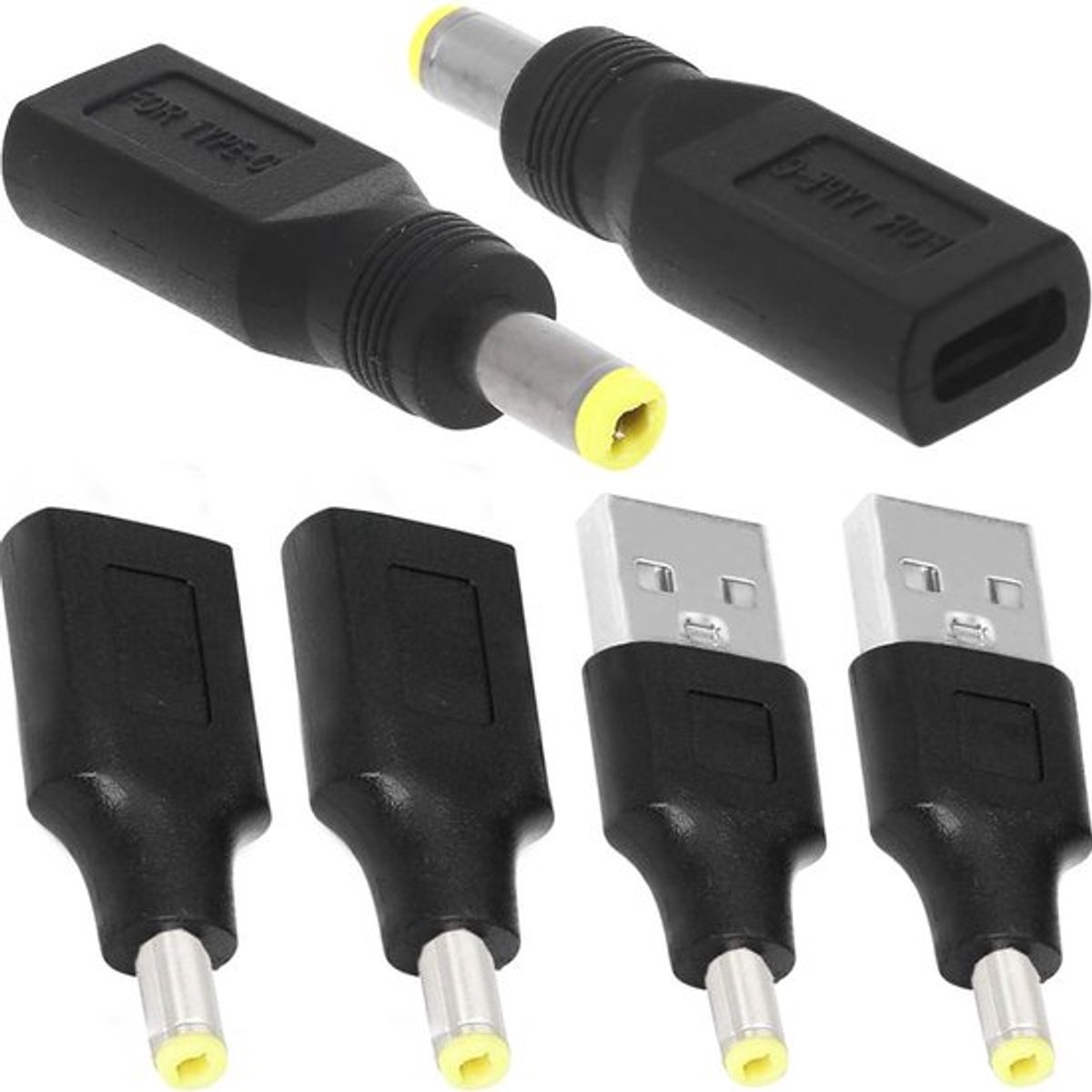 Voedingsadapter 5V USB A naar DC 5.5 x 2.5 mm - USB C naar DC converter voor audio PC bureaulamp