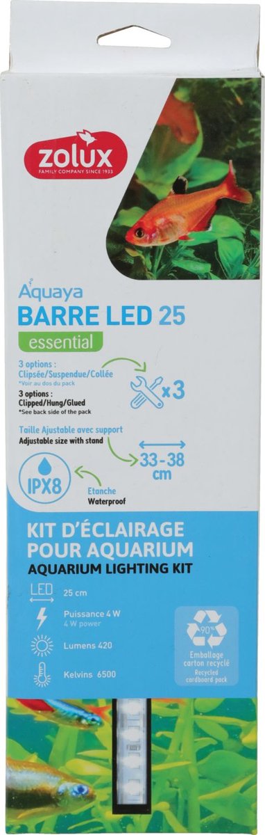Zolux Ekaï Led Bar - Ledverlichting - 258x14x8 mm Zwart 4 Watt 420lm. 6500k