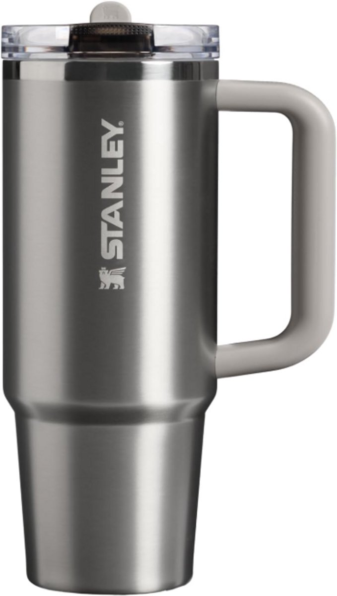 STANLEY Quencher ProTour Flip Straw Tumbler 0,89L (Stainless Steel Ash) – Lekvrije Thermosbeker met Flip Straw & Handvat – Geïsoleerd RVS – BPA-vrij