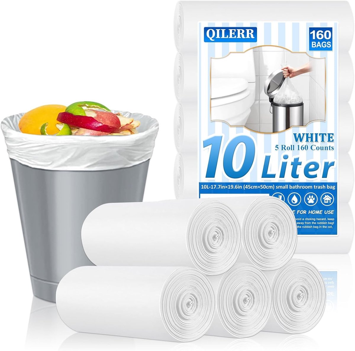 Kleine Vuilniszakken - Wit - 10 Liter - Verdikte Materialen - Voor Badkamer en Keuken