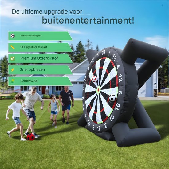 Opblaasbaar Voetbal Dartbord 3m - Met 8 Ballen en Blower - voor kinderen en evenementen - Grijs — afbeelding 5