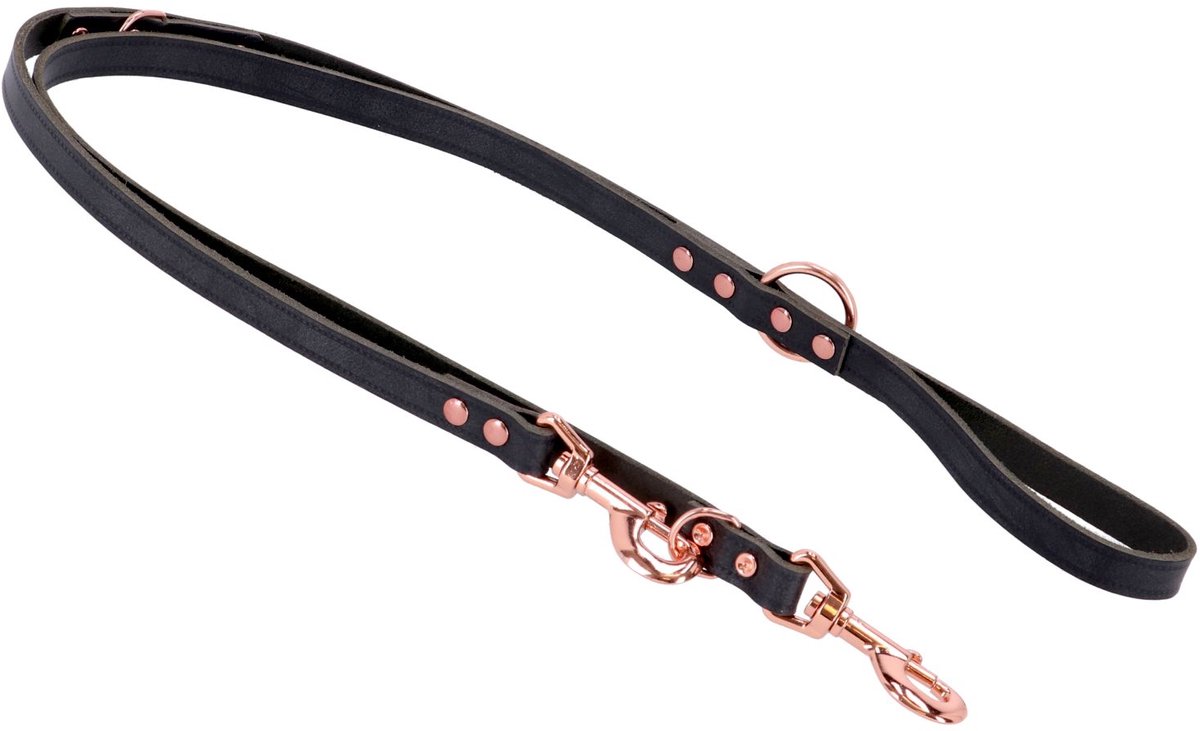 Adori Dresseerlijn Vintage Rose Met Print - Riem - 200x1.2 cm Zwart