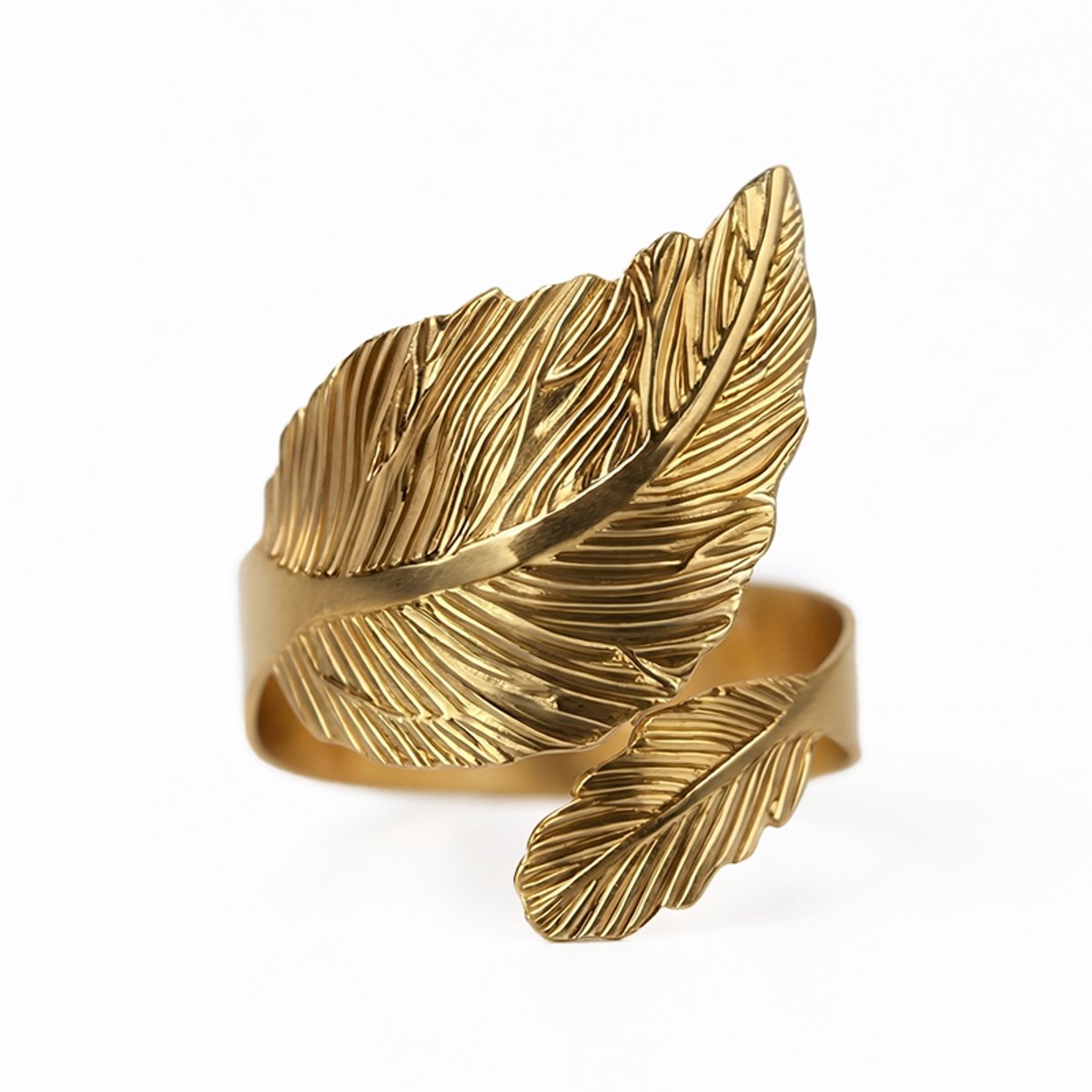 Servetring - Servetring Set Van 4 - Servetring Goud - Servetring Veer - Tafeldecoratie Goud