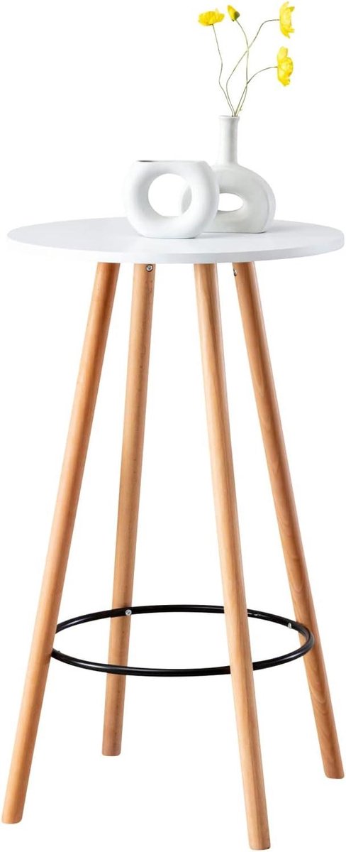 Ronde Bartafel - Hoge Tafel - Wonen en Keuken - Scandinavisch Ontwerp - 107 cm Hoog - Wit
