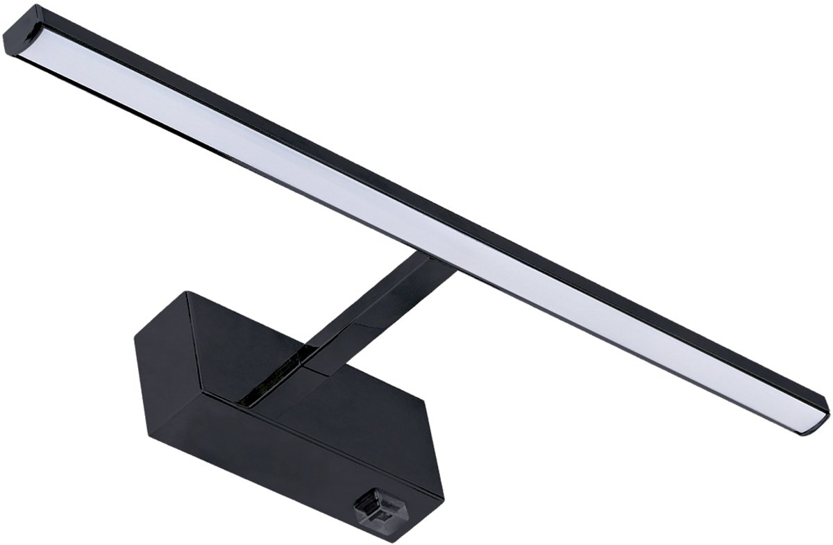 MARTA LED - Wandlamp - Spiegelverlichting - Schilderijverlichting - Rechthoek 8W - 1020Lumen - 3CCT Aanpasbare Licht kleuren 3000K 4000K 6000K - Zwart - 405mm - IP44 - Aan-uit schakelaar