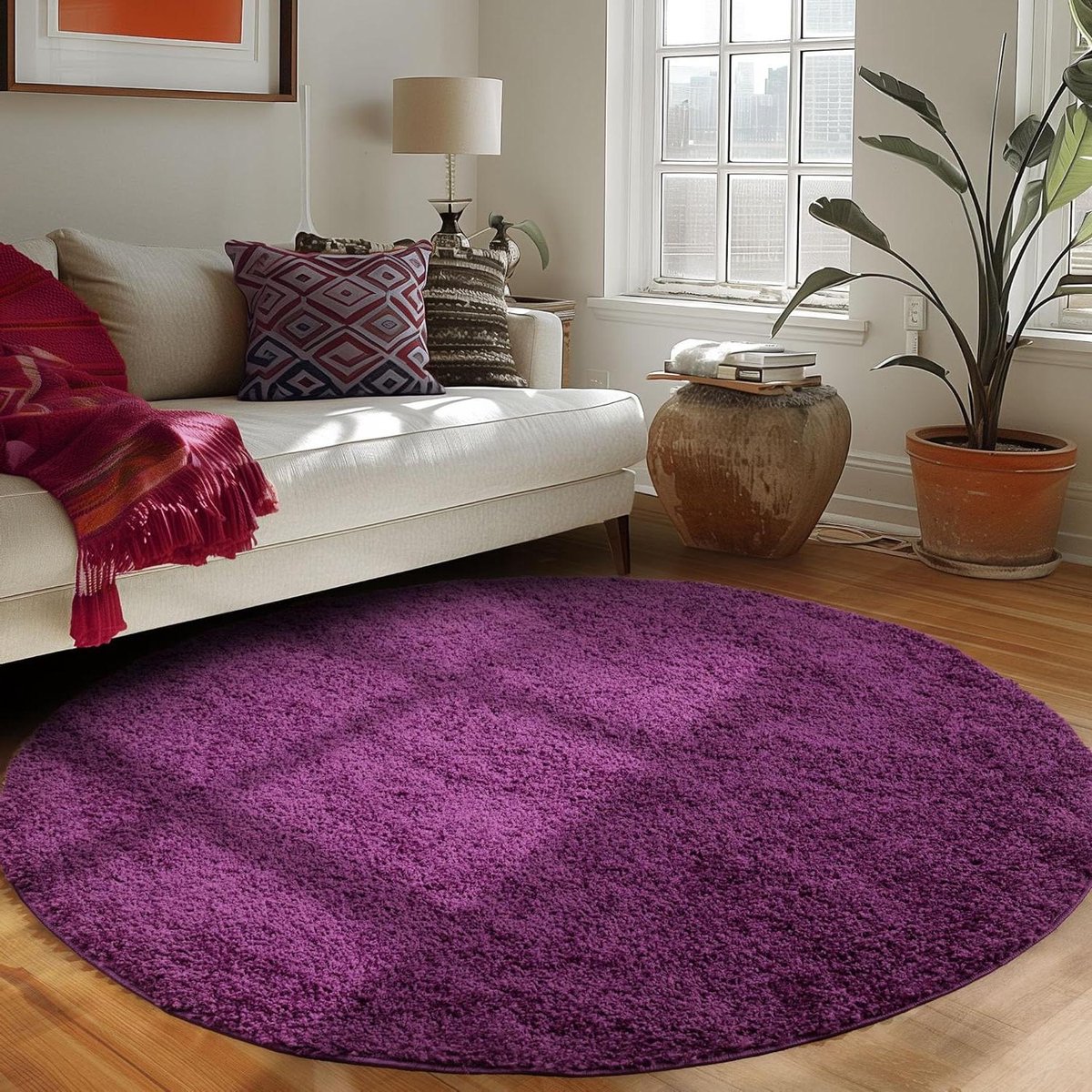 Hoogpolig Vloerkleed - Rond Kleed Fluffy - Woonkamer Decoratie - Zacht en Luxueus - 200 cm