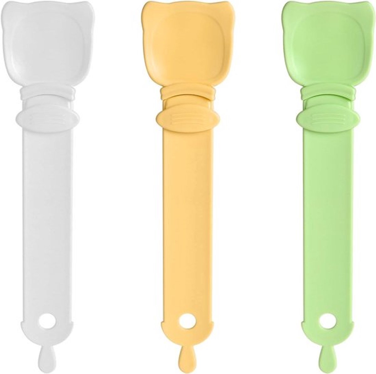 Set van 3 kattentreats lepels van duurzaam materiaal voor het eenvoudig uitpersen van puree en snacks, ideaal voor het voeren van katten met een handige knijpfunctie