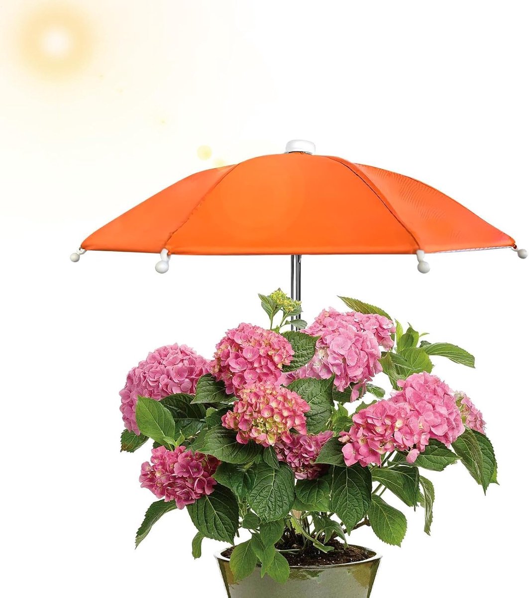 QTTVBTNA – 2 Stuks Plantenparasol – Planten Parapu – Mini Zonnescherm voor Planten en Bloemen – Voor Buiten, Terras & Tuin – Groene Vingers – Oranje
