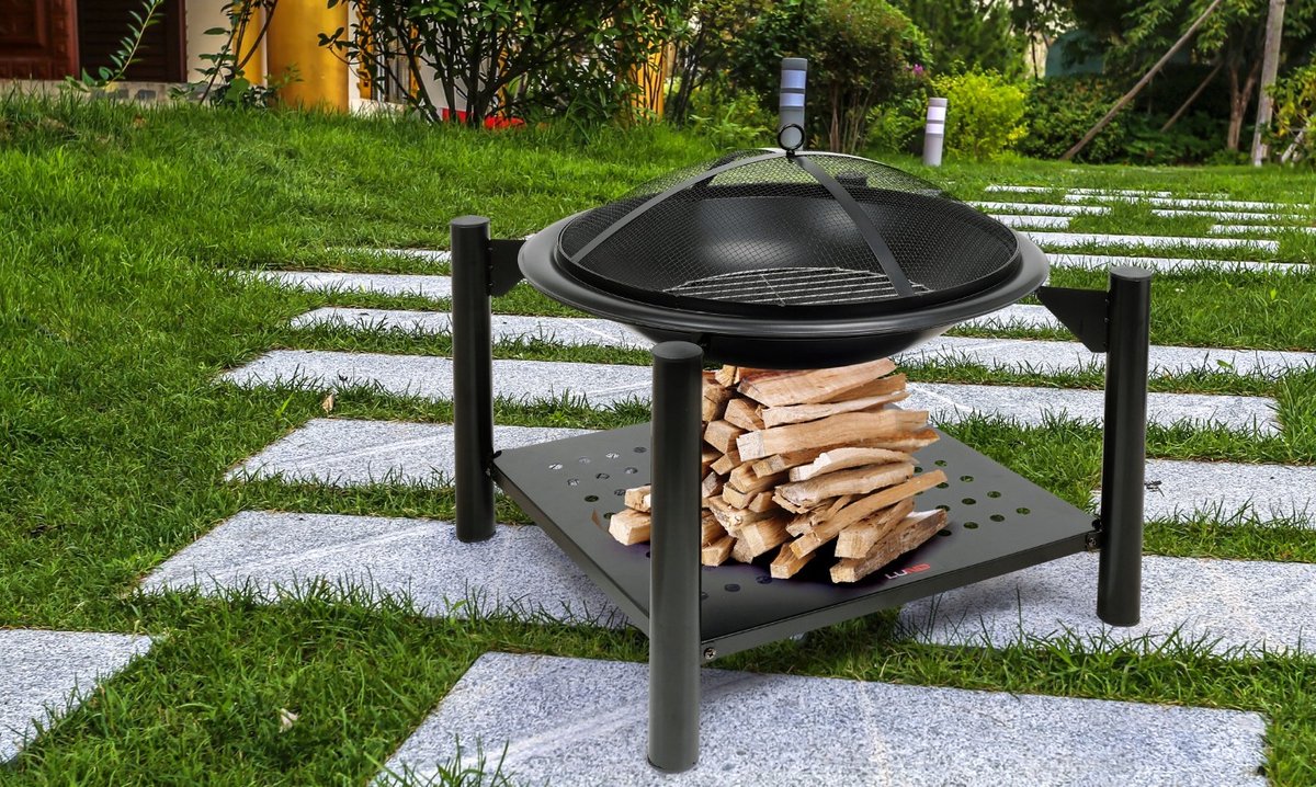 LUND Tuinhaard / Vuurkorf met Houtopslag 58 × 58 × 55 cm