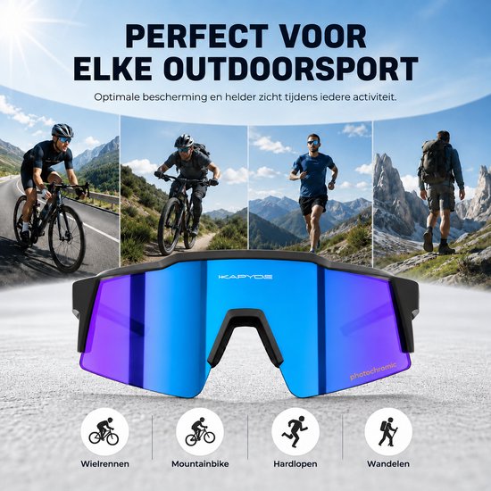 KAPVOE Fotochromatisch Sportzonnebril - Meekleurende Lens - UV400 - Wielrennen, Hardlopen, Mountainbiken & Outdoor van Kapvoe — afbeelding 3