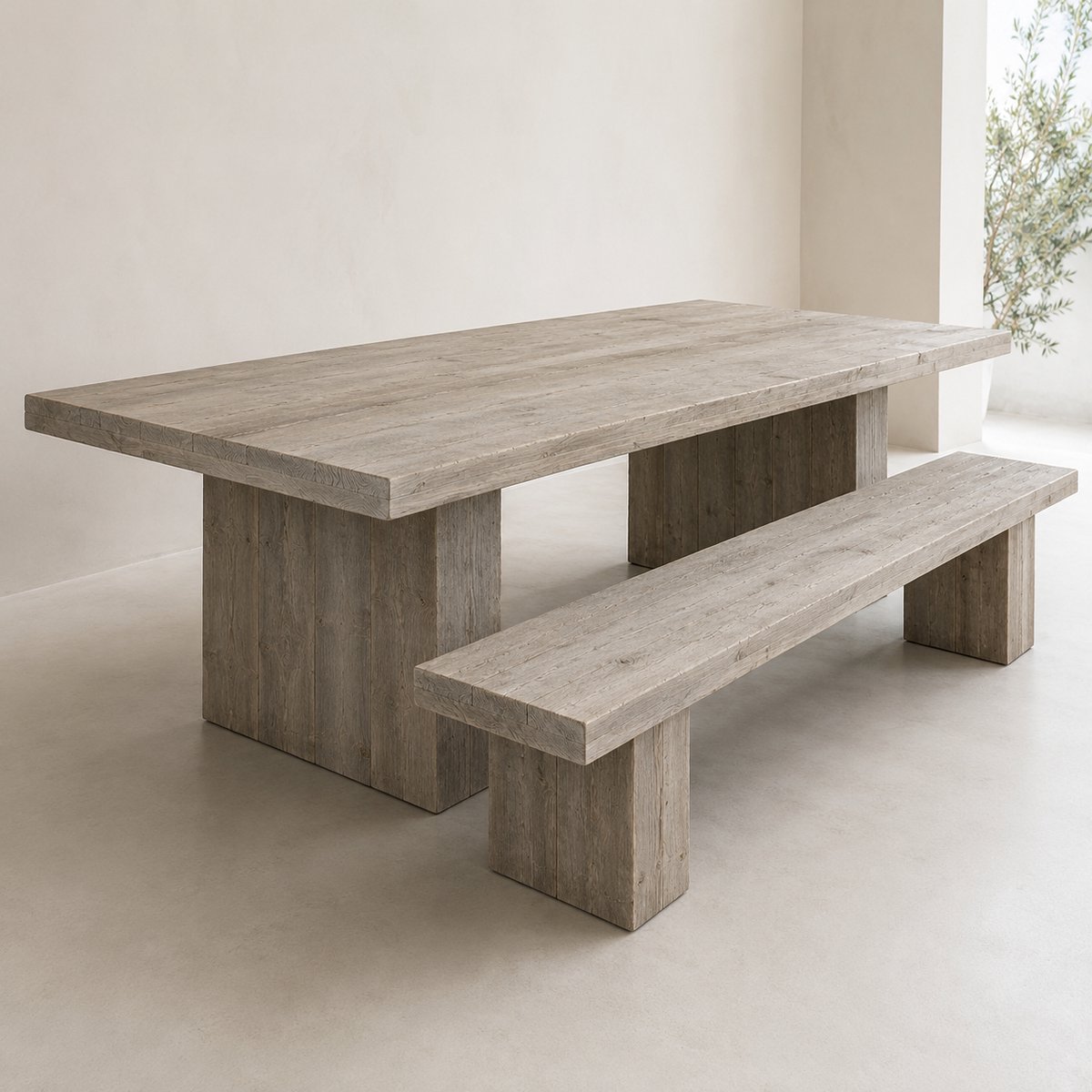 Tafel kolompoot met bijpassend bankje