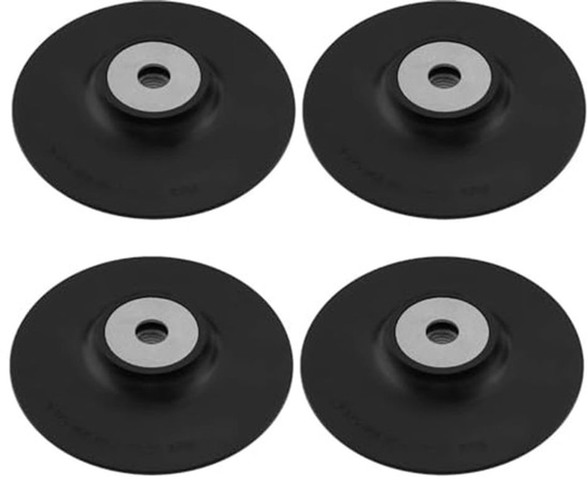 Set van 4 M14 schuurschijven 125 mm rubberstaal voor haakse slijpers zwart