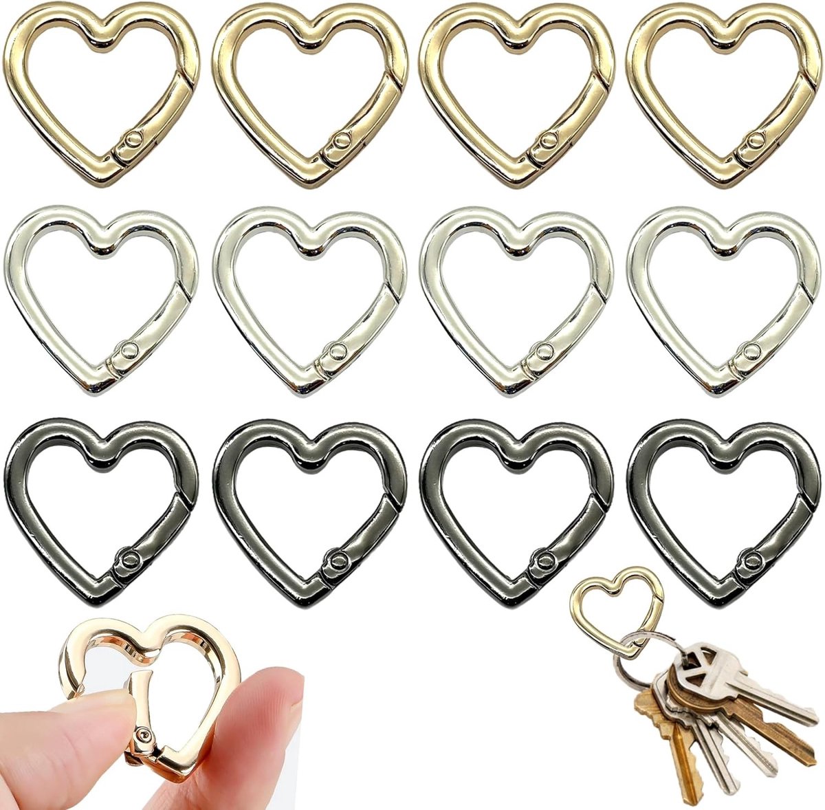 Mini S-vormige Carabiners - 10 Stuks RVS Campinghaken voor Sleutelhanger en Rugzak - Anti-Diefstal en Anti-Drop Sluiting