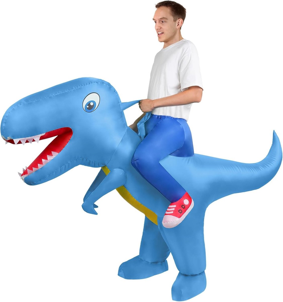 Luxe Opblaasbare T-Rex Dinosaurus Kostuum voor Volwassenen en Kinderen, Grappige Groene Dinosaurus Outfit voor Halloween en Cosplay Feesten