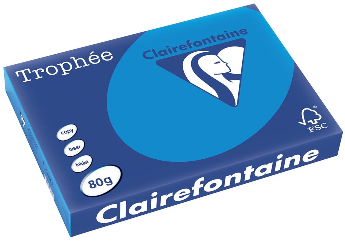 Clairefontaine TrophÃ©e Intens, gekleurd papier, A3, 80 g, 500 vel, turkoois