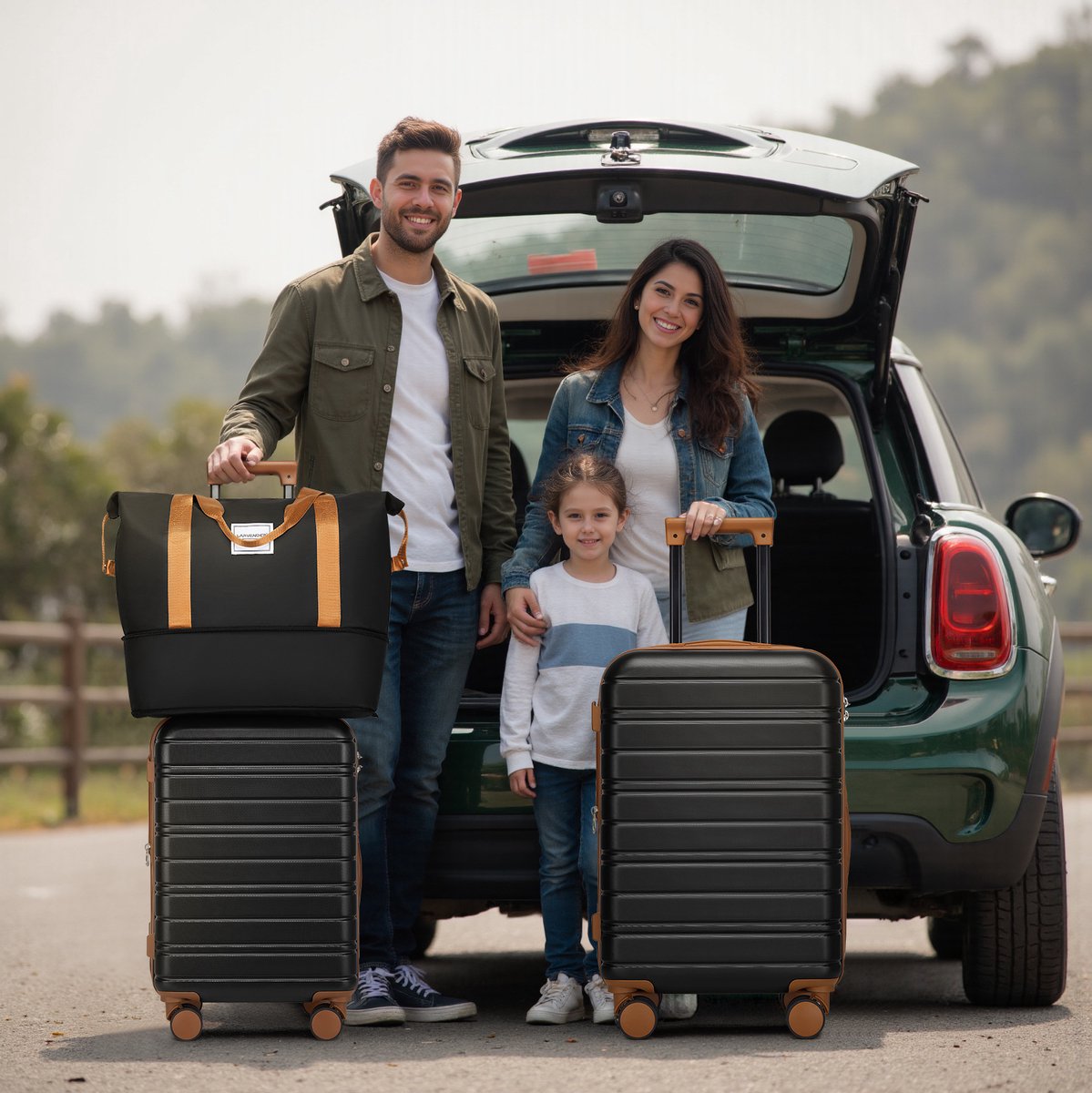 MIVRAY Kofferset – 6-Delig Uitbreidbaar 20 24 28 Inch – Hardcase – Zwart – Voor Vliegreizen En Weekendtrips – Met Combinatieslot