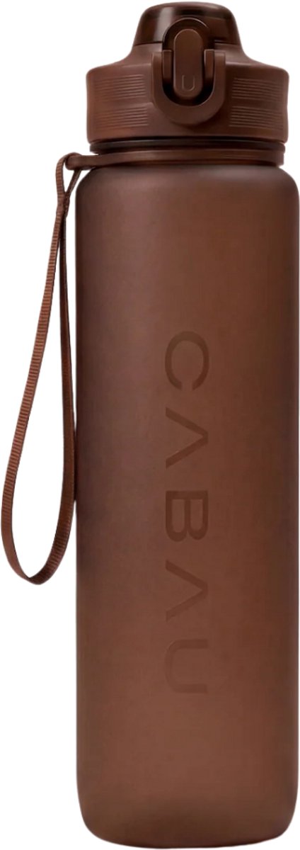 Cabau - Bloom Waterfles / Drinkfles - 1 liter - Chocolate Brown - Handige drinktuit & unieke maataanduiding - BPA- & Lekvrij - Drinkfles met rietje volwassenen - Drinkfles volwassenen - Cadeau voor haar