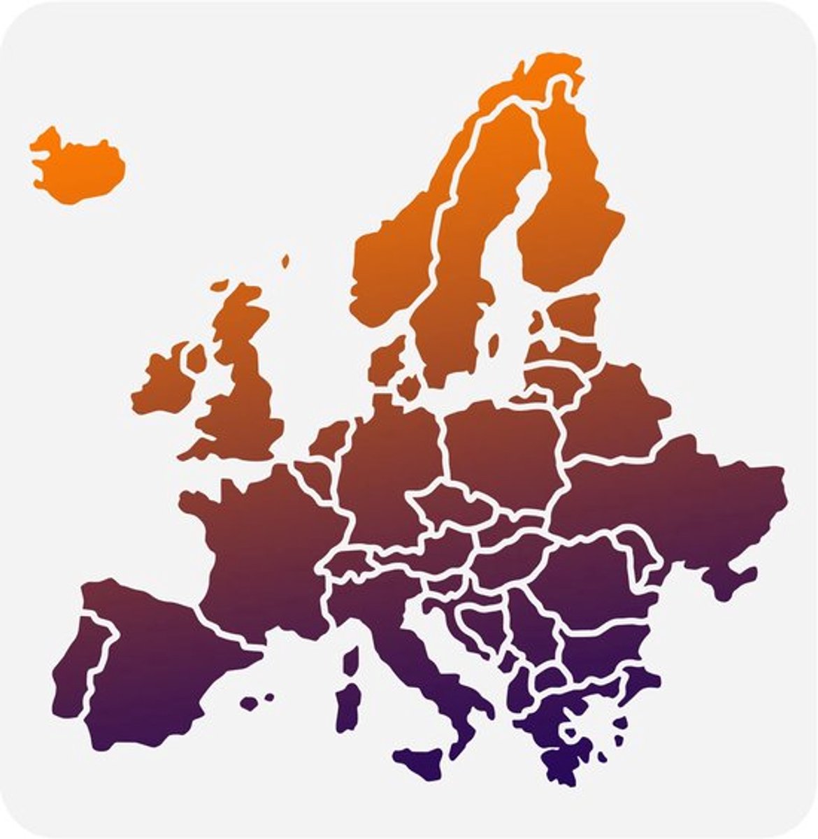 Europa kaart stencil 30 x 30 cm hol uit Verenigd Koninkrijk Duitsland Frankrijk Italië Spanje kaart tekening stencil herbruikbaar Europa reizen plaats kaart ambachtelijke stencil voor