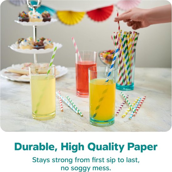 Pailles en plastique flexibles Daity – Pailles flexibles aux couleurs vives et élégantes, adaptées à toutes les occasions et décorations de fête – 200 pailles par paquet