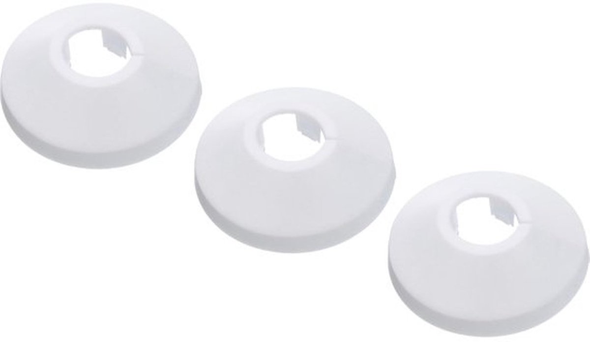 3 Stuks Flens Waterpijp Cover Decoratie PP Plastic Roos 0.63"/16mm - Wit