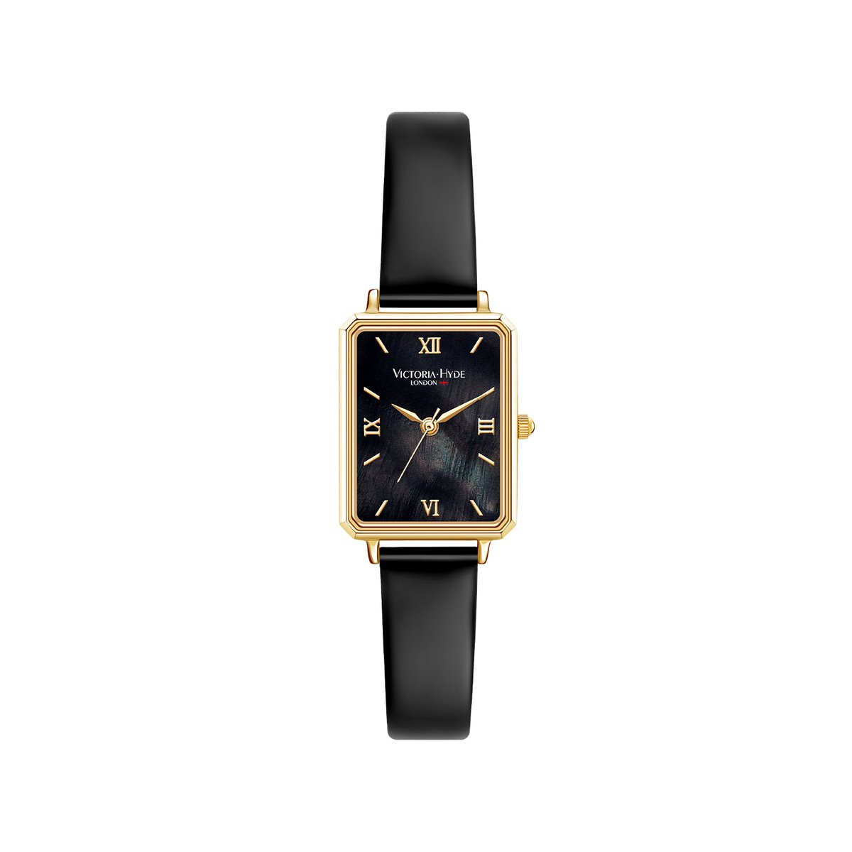 Victoria Hyde - Hampton - Zwart - Dames Horloge met Leren Band - Analoog - Leer Zwart - Lederen Bandje - In Lengte Verstelbaar - Cadeau voor Vrouw - Duidelijk - Quartz uurwerk