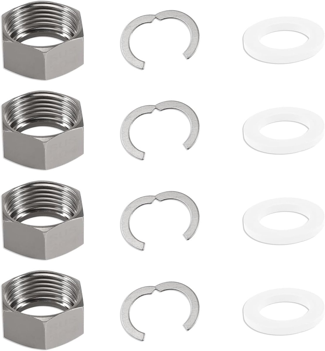 Verbinding set van 4 stuks voor 1 inch roestvrijstalen golfbuis met schroefaansluiting voor zonne-energie en sanitair | Inclusief 4 schroefdoppen, 4 klemmen en 4 afdichtingen voor optimale installatie