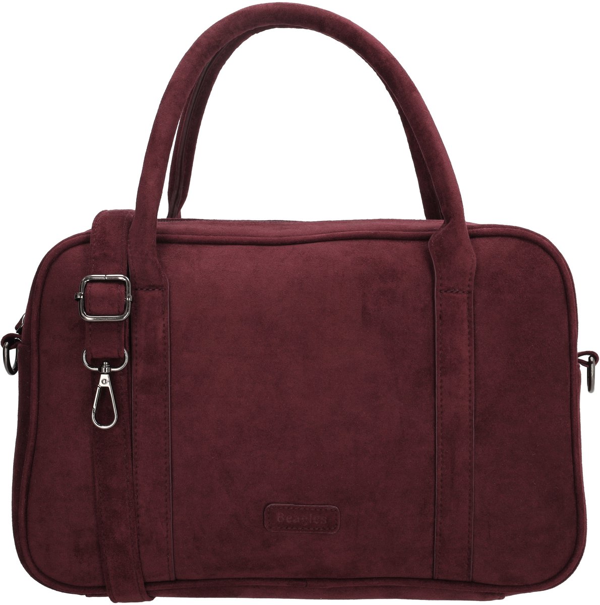Beagles Ako Handtas - Schoudertas - Faux Suede - Dames Tas - Afneembare Schouderband - Ritssluiting - Bordeaux rood