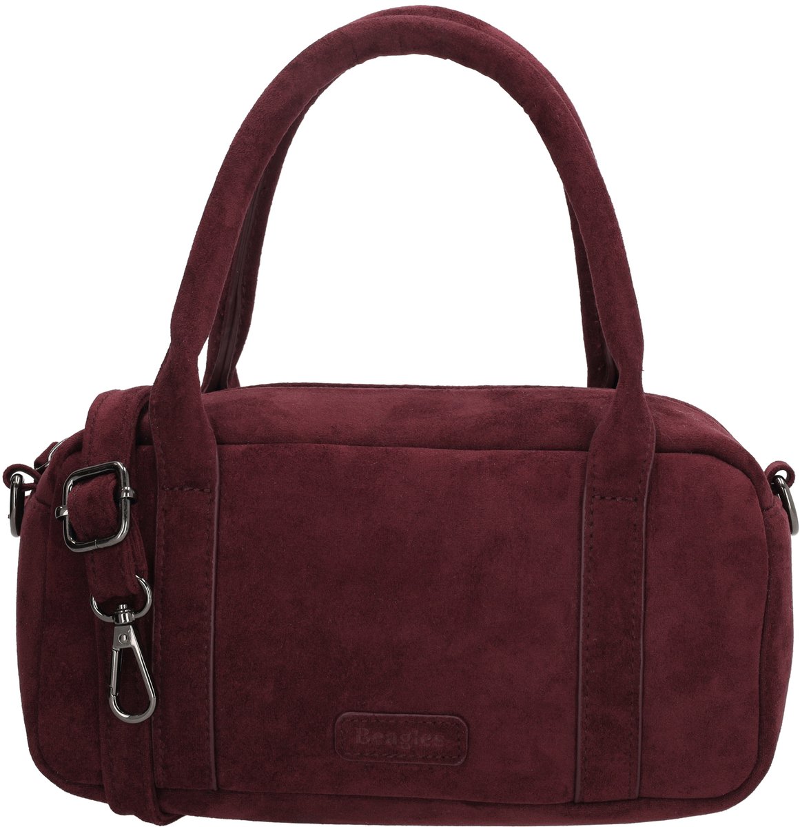 Beagles Ako Handtas - Schoudertas - Faux Suede - Dames Tas - Afneembare Schouderband - Ritssluiting - Crossbody - Bordeaux rood