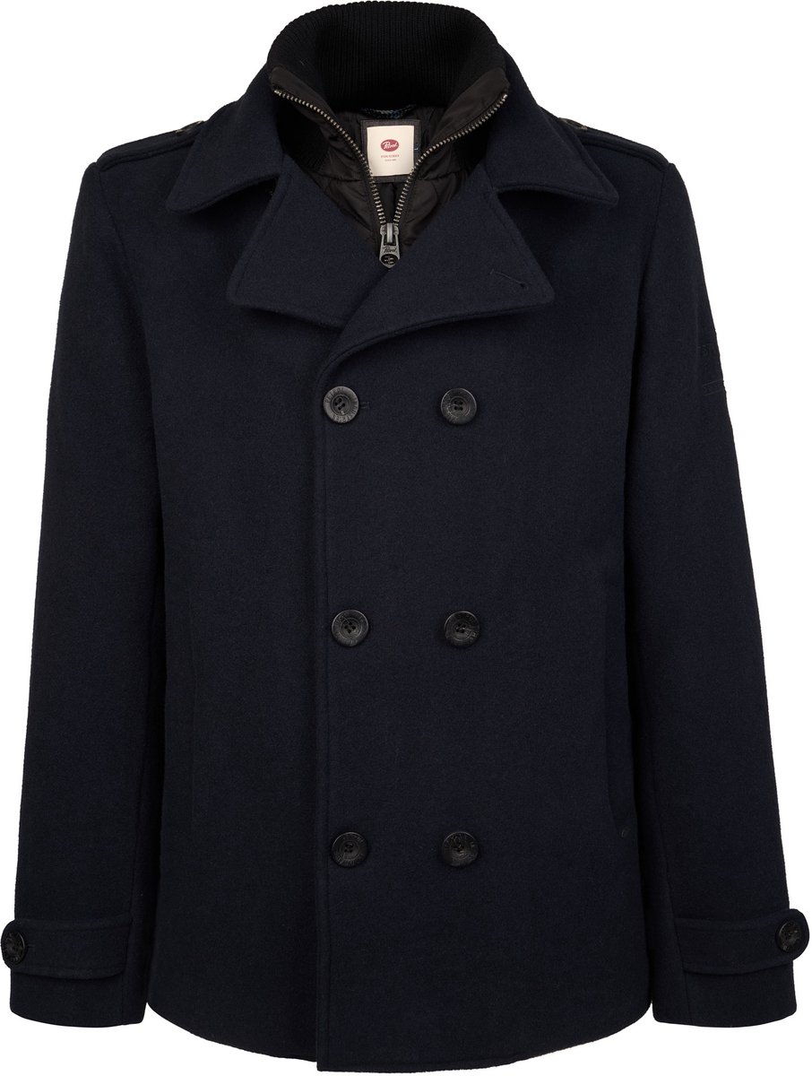 Petrol Industries - Heren Wollen peacoat millstation - Blauw - Maat XXXL