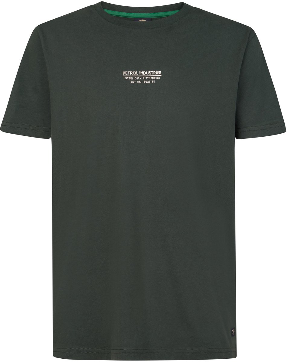 Petrol Industries - Heren Katoenen T-shirt met print foster - Groen - Maat S
